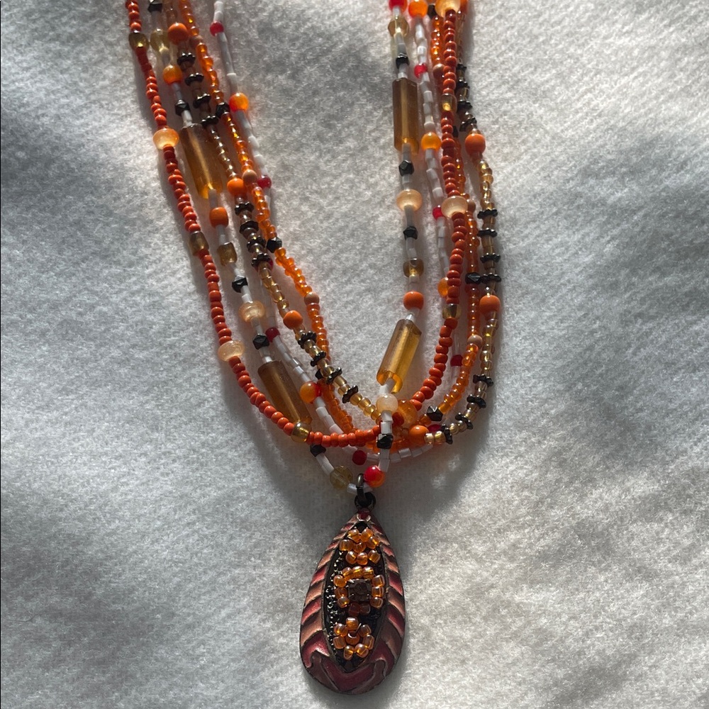 Multicolor Beaded Necklace with Pendant